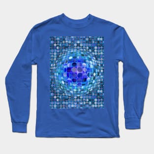 Optical Illusion Sphere - Blue Long Sleeve T-Shirt